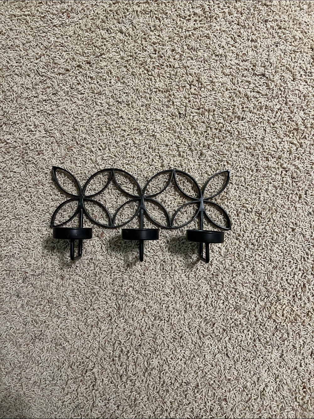 Black Metal Floral Wall Candle Holder - Holds 3 Candles